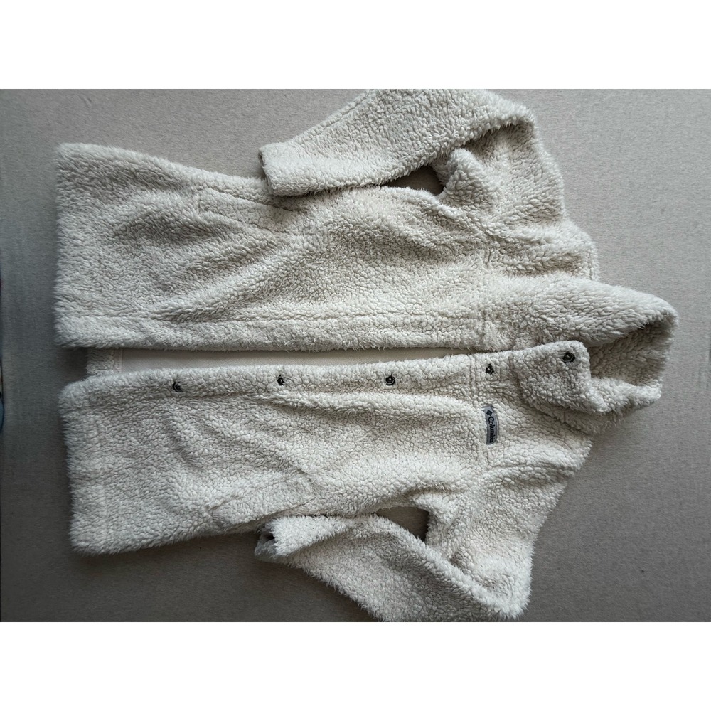 Columbia Womens Cream Sherpa Fleece Snap Front Jacket Medium XL2428